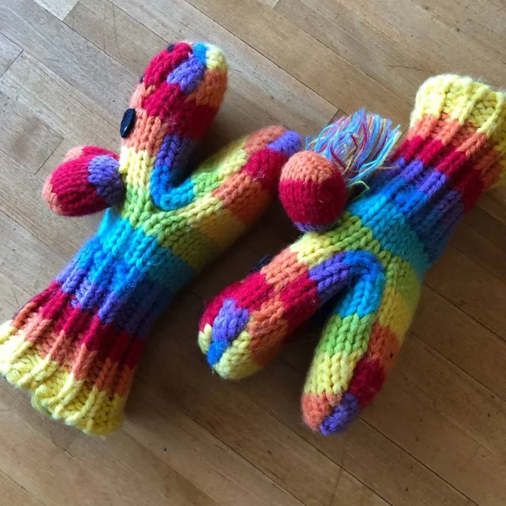 Kyber Rainbow Dog Kids Wool Blend Mittens Fleece Lined